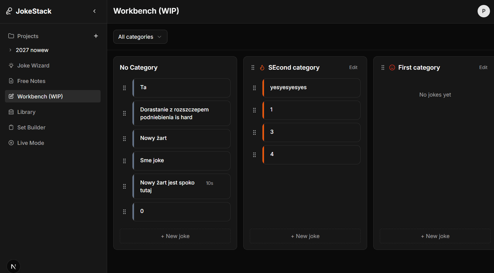 JokeStack setlist builder